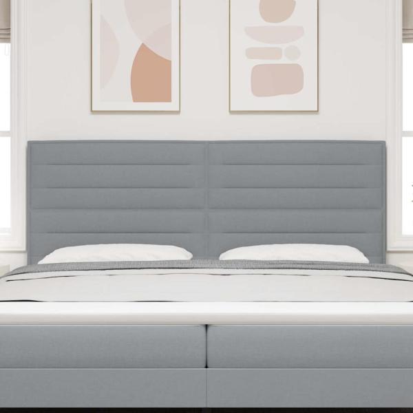 Kopfteil Linien Design Hellgrau 200 cm Stoff