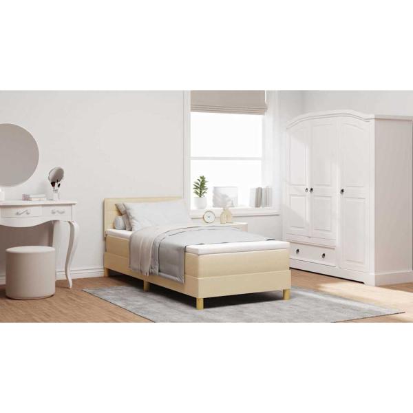 Boxspringbett mit Matratze Creme 90x200 cm Stoff