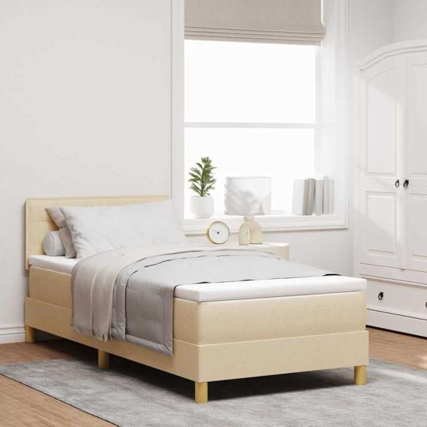 ARDEBO.de - Boxspringbett mit Matratze Creme 100x200 cm Stoff