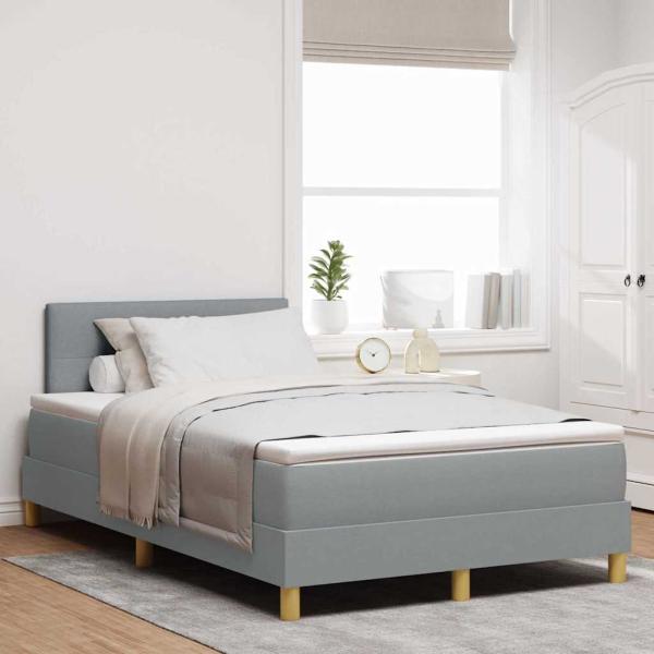 ARDEBO.de - Boxspringbett mit Matratze Hellgrau 120x200 cm Stoff