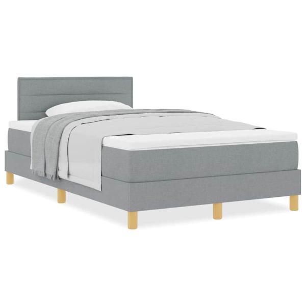 Boxspringbett mit Matratze Hellgrau 120x200 cm Stoff