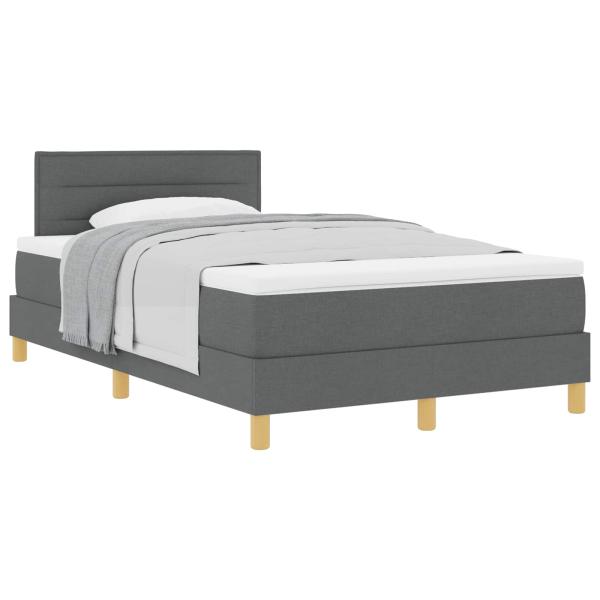Boxspringbett mit Matratze, Dunkelgrau, 120x200 cm, Stoff