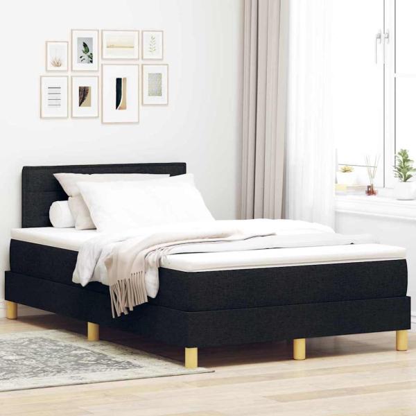 Boxspringbett mit Kissen Schwarz 120 x 200 cm Stoff