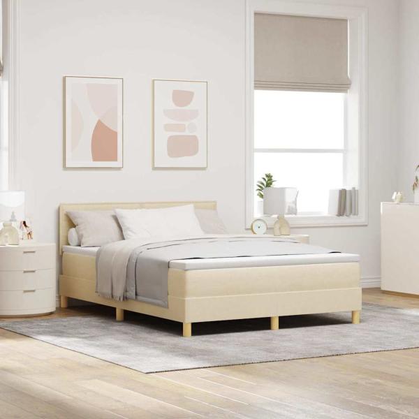 Boxspringbett mit Matratze Creme 140x200 cm Stoff
