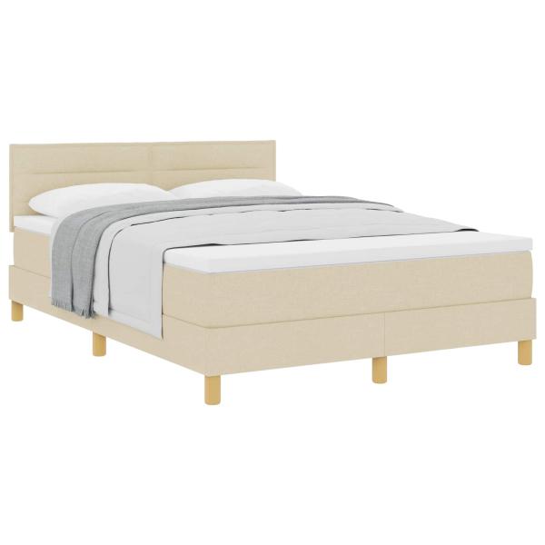 Boxspringbett mit Matratze Creme 140x200 cm Stoff
