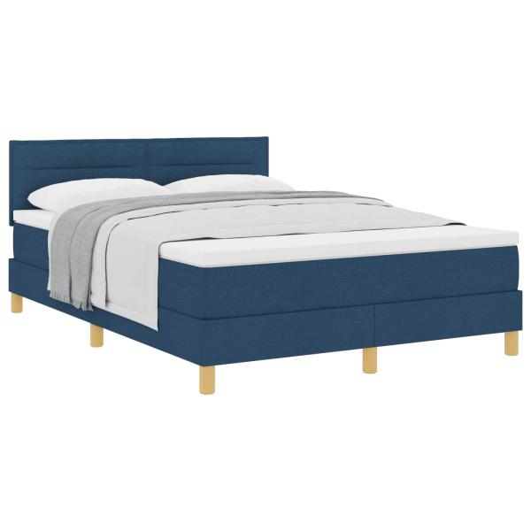 Boxspringbett mit Matratze Blau 140x200 cm Stoff