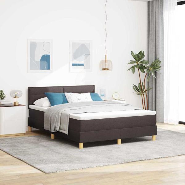ARDEBO.de - Boxspringbett mit Matratze Dunkelbraun 160x200 cm Stoff