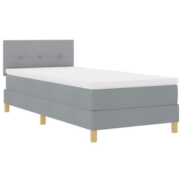 Boxspringbett mit Matratze Hellgrau 90x200 cm Stoff