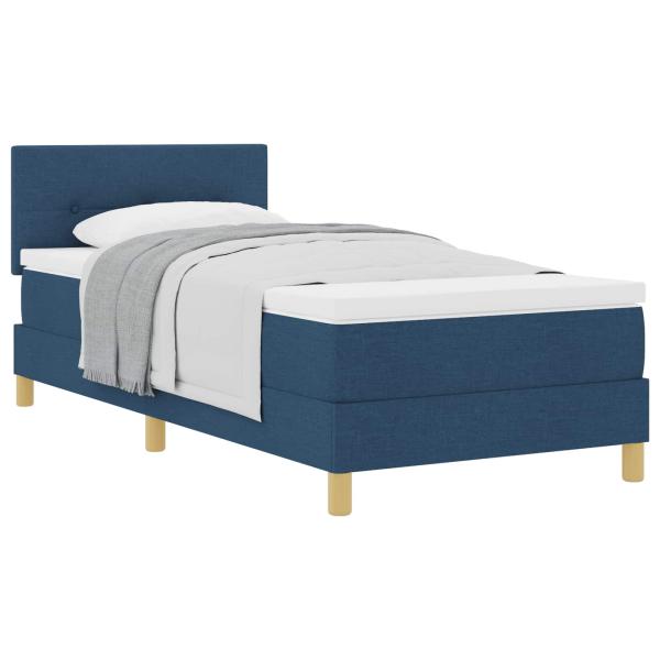Boxspringbett mit Matratze Blau 90x200 cm Stoff
