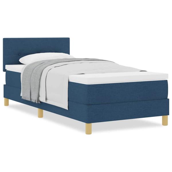 Boxspringbett mit Matratze Blau 90x200 cm Stoff
