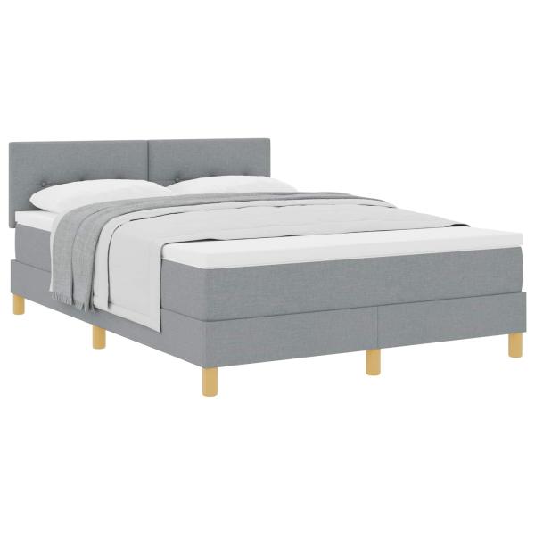 Boxspringbett mit Kissen Hellgrau 140 x 190 cm Stoff