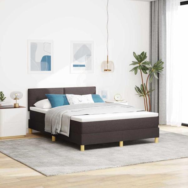 Boxspringbett mit Matratze Dunkelbraun 140x190 cm Stoff