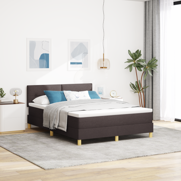 Boxspringbett mit Matratze Dunkelbraun 140x190 cm Stoff