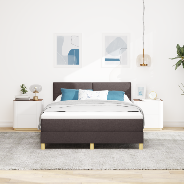 Boxspringbett mit Matratze Dunkelbraun 140x190 cm Stoff