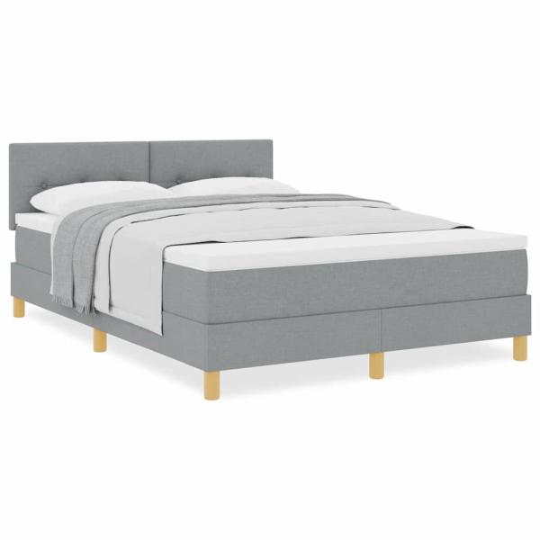 Boxspringbett mit Matratze Hellgrau 140x200 cm Stoff