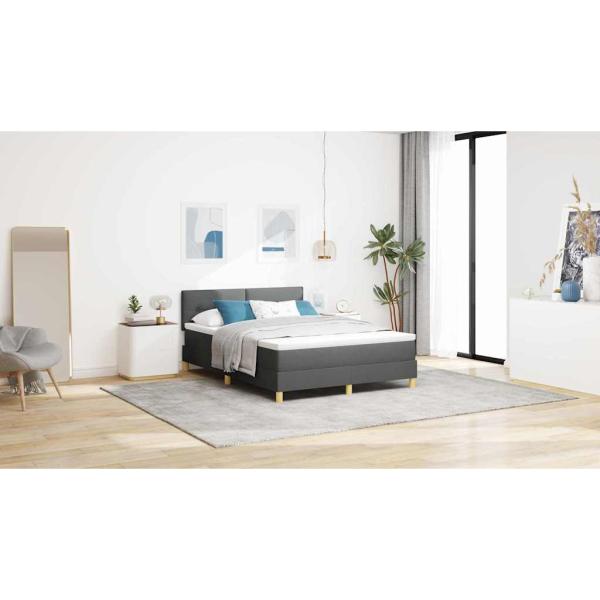 Boxspringbett mit Matratze Dunkelgrau 140x200 cm Stoff