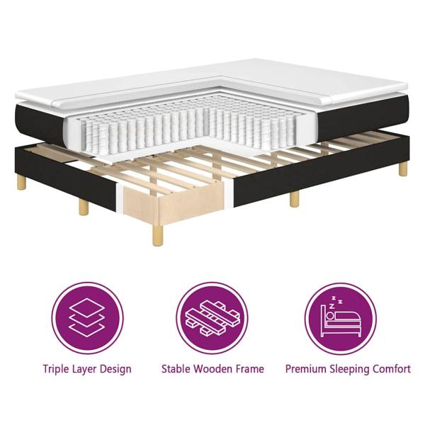 Boxspringbett mit Matratze Schwarz 140x200 cm Stoff