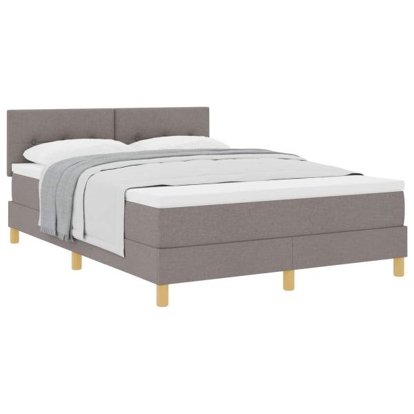 Boxspringbett mit Kissen mit Kopfteil Taupe 140 x 200 cm Stoff