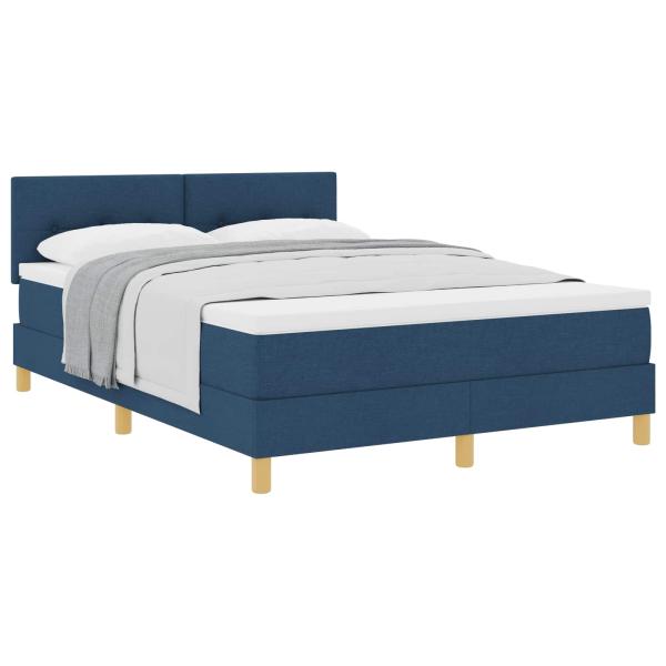 Boxspringbett mit Matratze Blau 140x200 cm Stoff