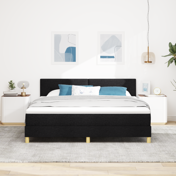 Boxspringbett mit Matratze Schwarz 180x200 cm Stoff