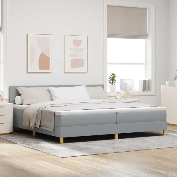 ARDEBO.de - Boxspringbett mit Matratze Hellgrau 200x200 cm Stoff