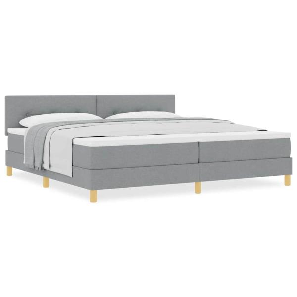 Boxspringbett mit Matratze Hellgrau 200x200 cm Stoff