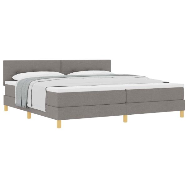 Boxspringbett mit Kissen mit Kopfteil Taupe 200 x 200 cm Stoff