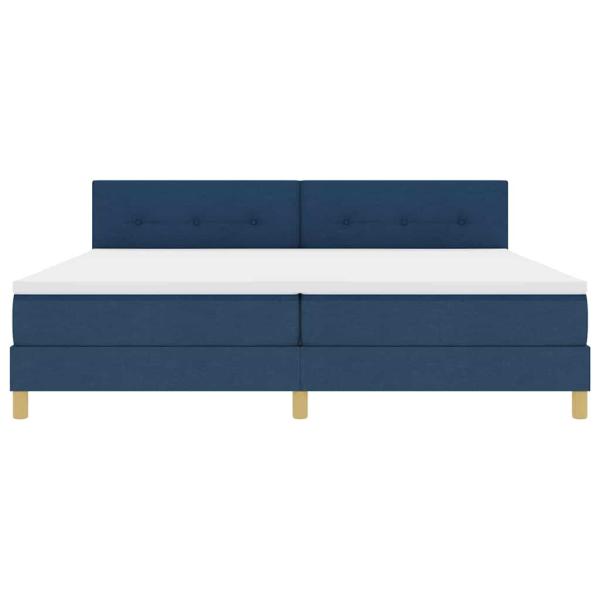 Boxspringbett mit Kissen mit Kopfteil Blau 200 x 200 cm Stoff