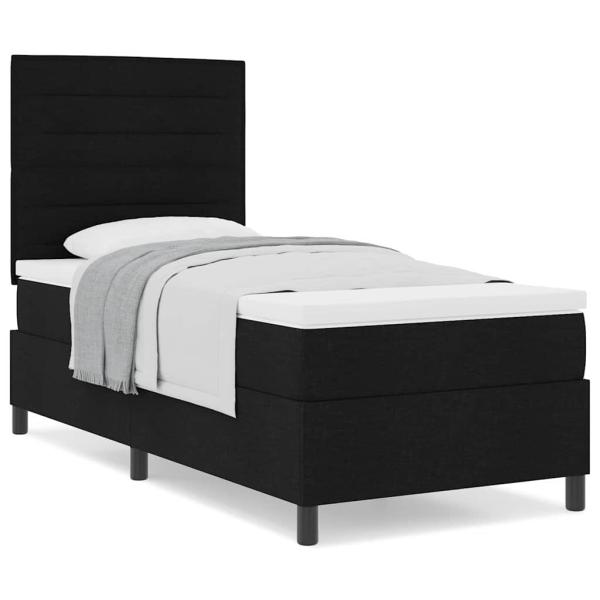 Boxspringbett mit Matratze Schwarz 100x200 cm Stoff