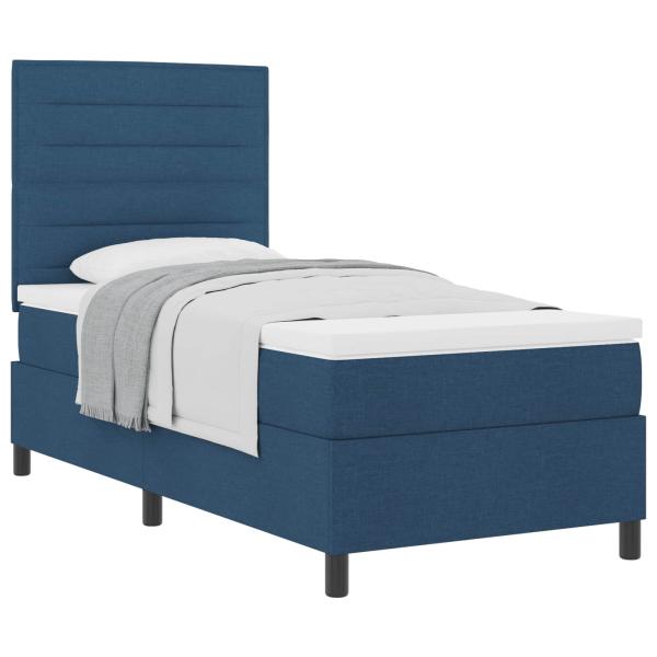 Boxspringbett mit Matratze Blau 100x200 cm Stoff