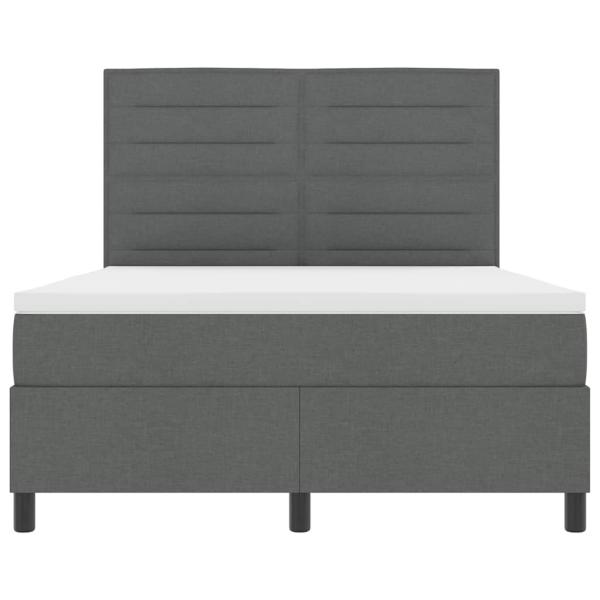 Dunkelgraues Boxspringbett mit Matratze 140x200 cm Stoff
