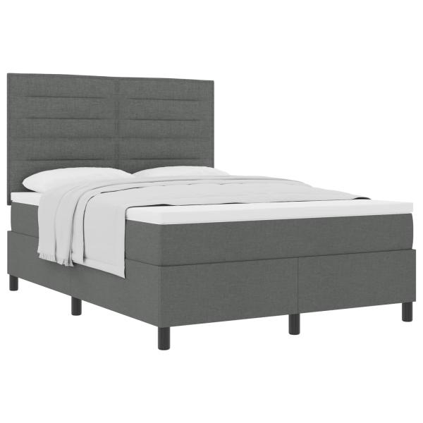 ARDEBO.de - Boxspringbett mit Matratze Dunkelgrau 160x200 cm Stoff
