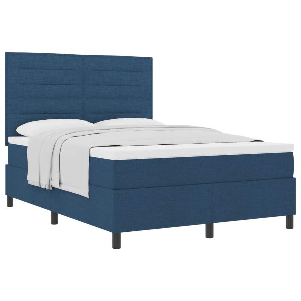 Boxspringbett mit Matratze Blau 160x200 cm Stoff