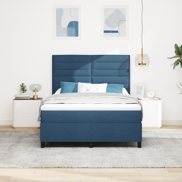 Boxspringbett mit Matratze Blau 160x200 cm Stoff