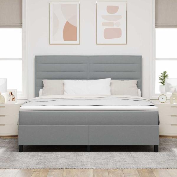 Boxspringbett mit Matratze Hellgrau Super King Stoff