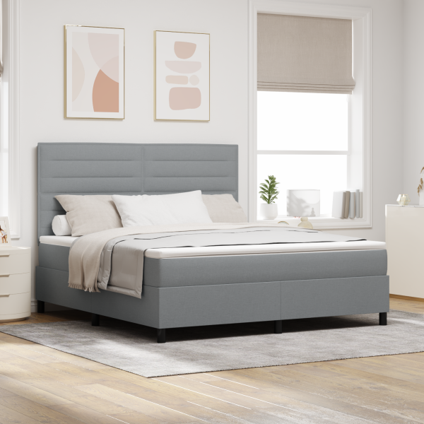 Boxspringbett mit Matratze Hellgrau Super King Stoff