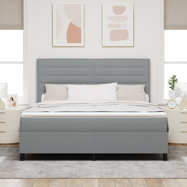 Boxspringbett mit Matratze Hellgrau Super King Stoff