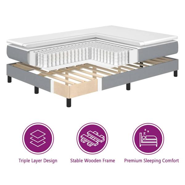 Boxspringbett mit Matratze Hellgrau Super King Stoff