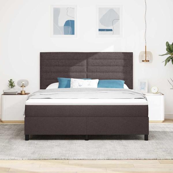Boxspringbett mit Matratze Dunkelbraun Super King Stoff