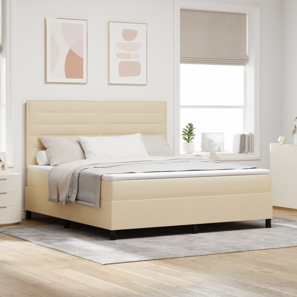 Boxspringbett mit Matratze Creme Super King Stoff