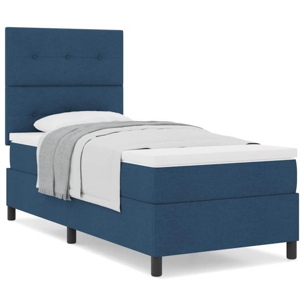 Boxspringbett mit Matratze Blau 90x200 cm Stoff