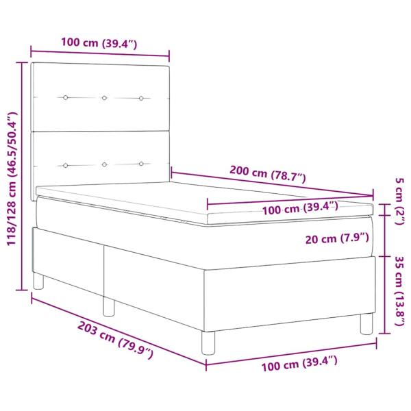 Boxspringbett mit Matratze Dunkelgrau 100x200 cm Stoff