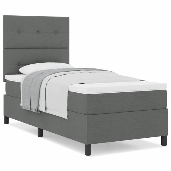 Boxspringbett mit Matratze Dunkelgrau 100x200 cm Stoff