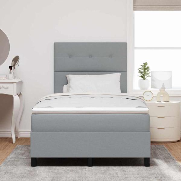 Boxspringbett mit Matratze Hellgrau 120x200 cm Stoff