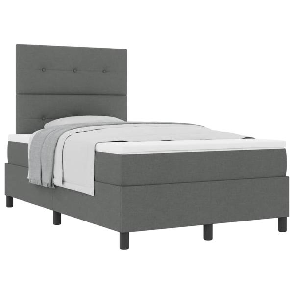Boxspringbett mit Matratze Dunkelgrau 120x200 cm Stoff