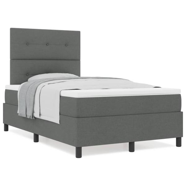 Boxspringbett mit Matratze Dunkelgrau 120x200 cm Stoff