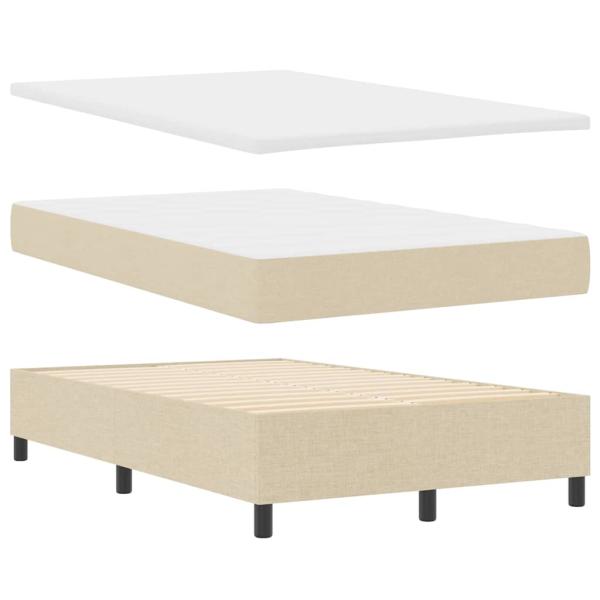 ARDEBO.de - Boxspringbett mit Matratze Creme 120x200 cm Stoff
