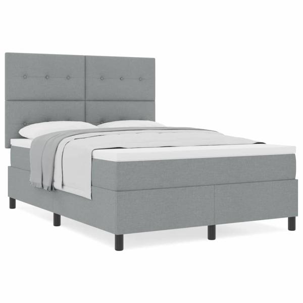 Boxspringbett mit Matratze Hellgrau 160x200 cm Stoff