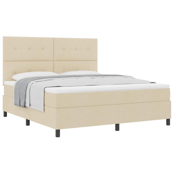 Boxspringbett mit Matratze Creme Super King Stoff
