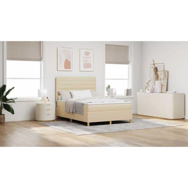 Boxspringbett mit Matratze Creme 140x200 cm Stoff